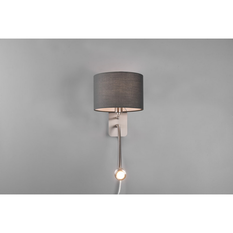Kinkiet z abażurem Trio Hotel | Lampa do czytania - Szary