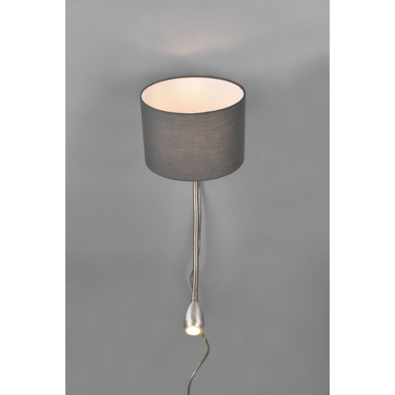 Kinkiet z abażurem Trio Hotel | Lampa do czytania - Szary