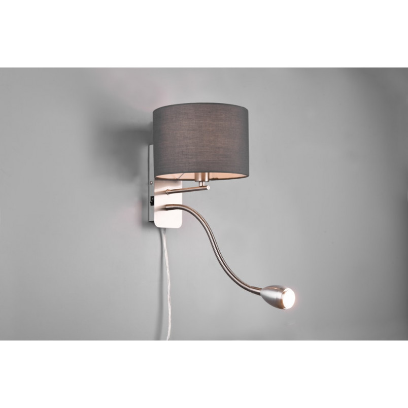 Kinkiet z abażurem Trio Hotel | Lampa do czytania - Szary