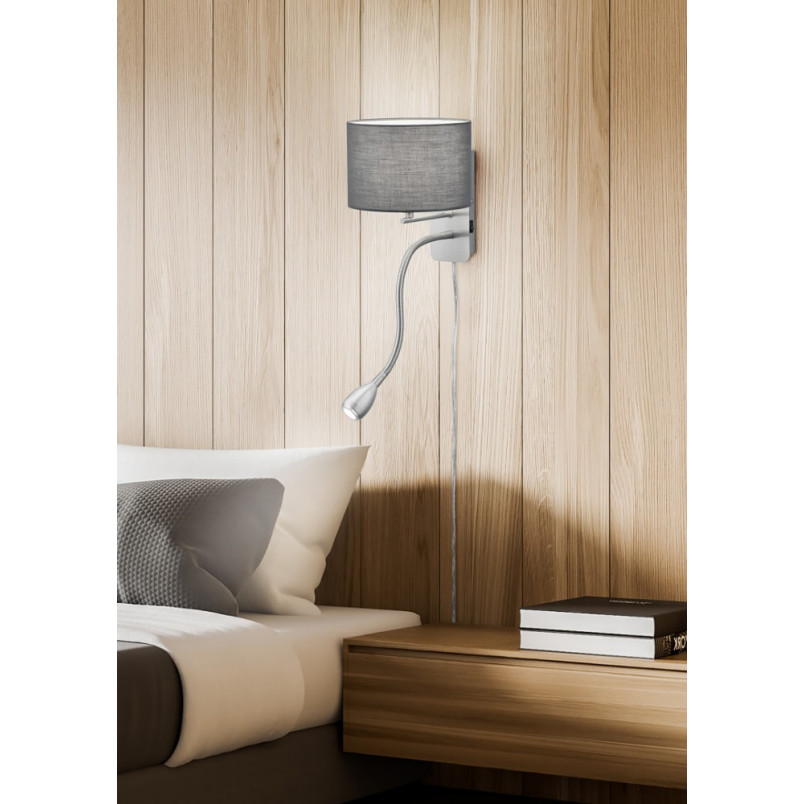 Kinkiet z abażurem Trio Hotel | Lampa do czytania - Szary