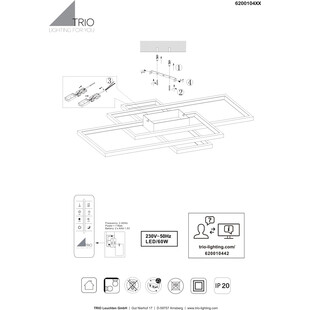 Plafon LED Trio Irvine z Pilotem | Nowoczesne Oświetlenie