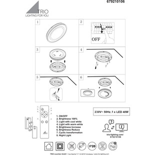 Plafon LED Noriaki 59cm - Ściemniacz, Pilot | Trio
