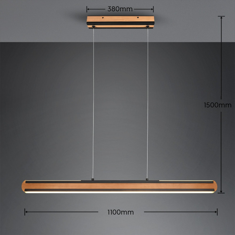 Lampa wisząca drewniana Deacon Trio | 110cm, LED