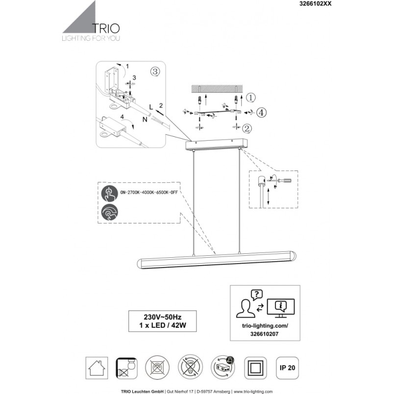 Lampa wisząca drewniana Deacon Trio | 110cm, LED