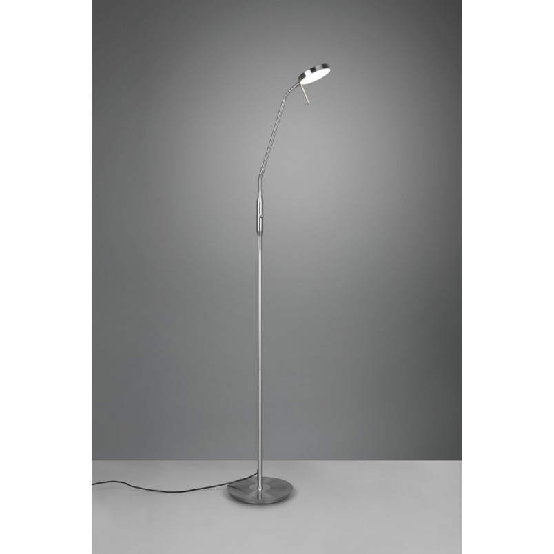 Lampa podłogowa LED Trio Monza - Srebrna, ze ściemniaczem