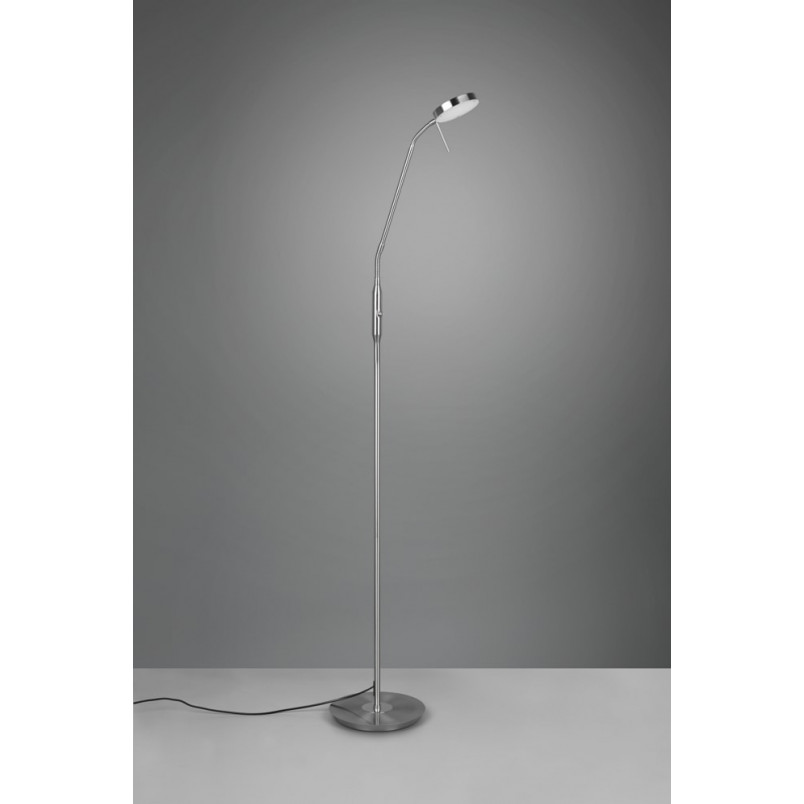 Lampa podłogowa LED Trio Monza - Srebrna, ze ściemniaczem