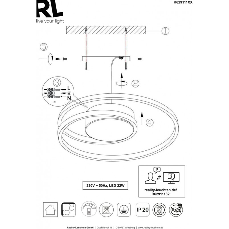 Plafon LED Zibal Trio - Nowoczesny design, 22W | Sklep z lampami
