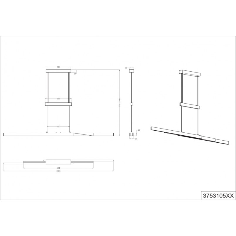 Lampa wisząca LED Trajan 150cm - Nowoczesny Design | Trio