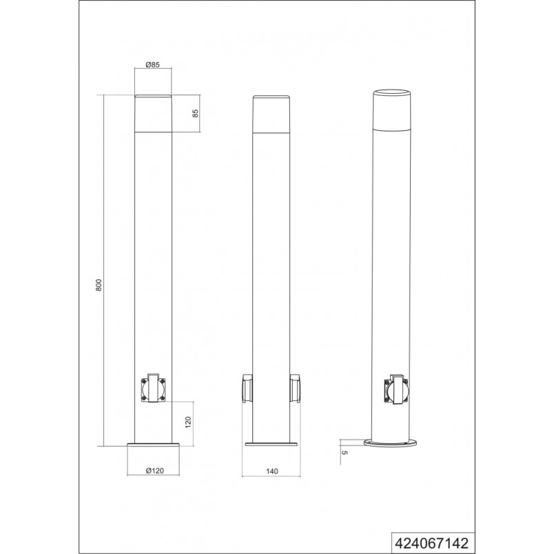 Słupek ogrodowy Hoosic Trio 80cm - Gniazdo, Antracyt