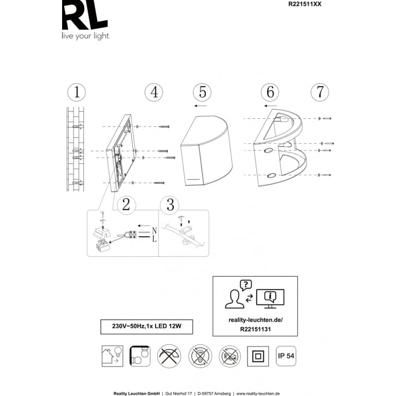 Kinkiet ogrodowy Kendal LED antracyt Trio - Oświetlenie LED