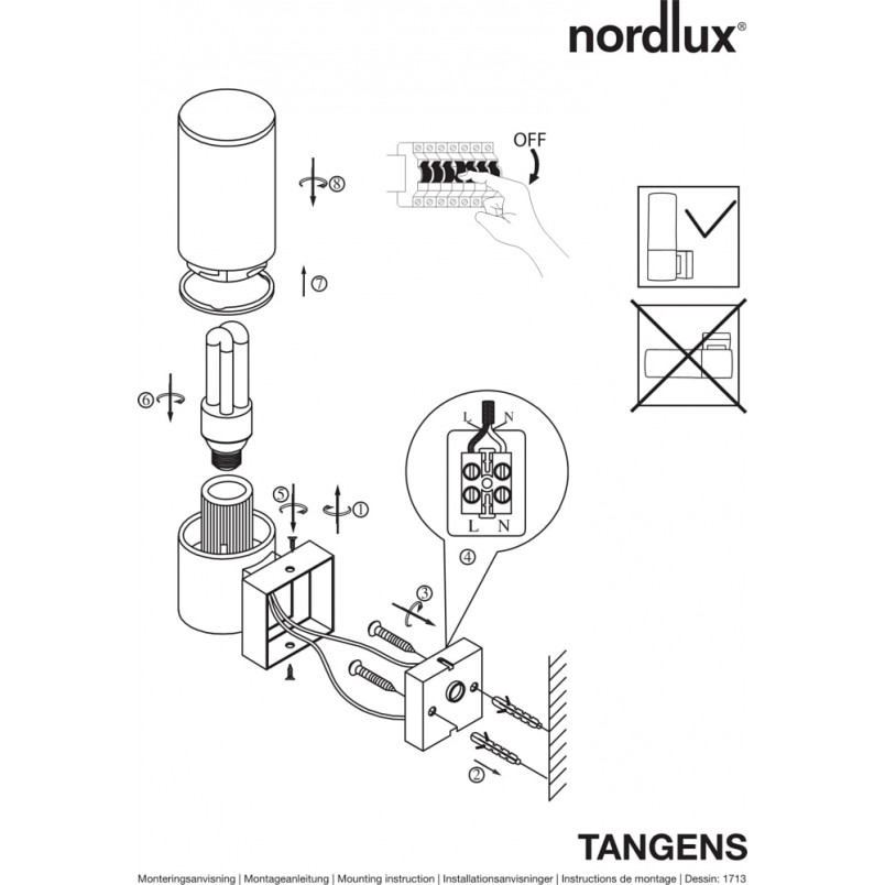 Kinkiet zewnętrzny Tangens Nordlux - Stal szczotkowana | Oświetlenie Ogrodowe