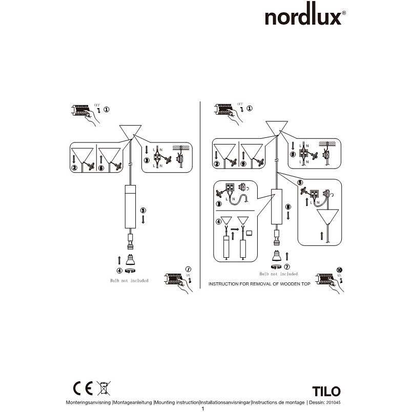 Lampa wisząca Tilo 6cm czarna - Nordlux | Skandynawski Design