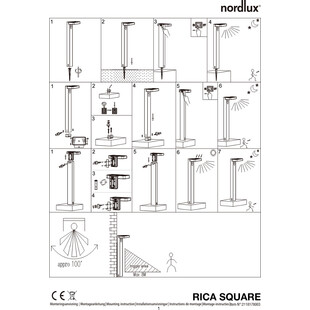 Słupek solarny Rica Square 60cm czarny | Nordlux