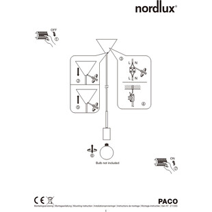 Lampa wisząca Paco mosiężna Nordlux | E27