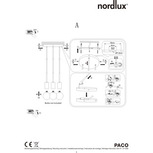 Lampa Wisząca Paco III Nordlux | Czarna, Loftowa