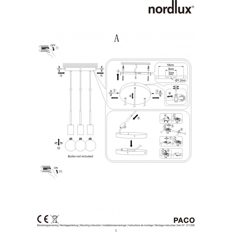 Lampa Wisząca Paco III Nordlux | Czarna, Loftowa