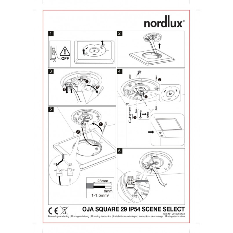 Plafon łazienkowy LED Nordlux Oja Square | Chrom, Ściemnianie