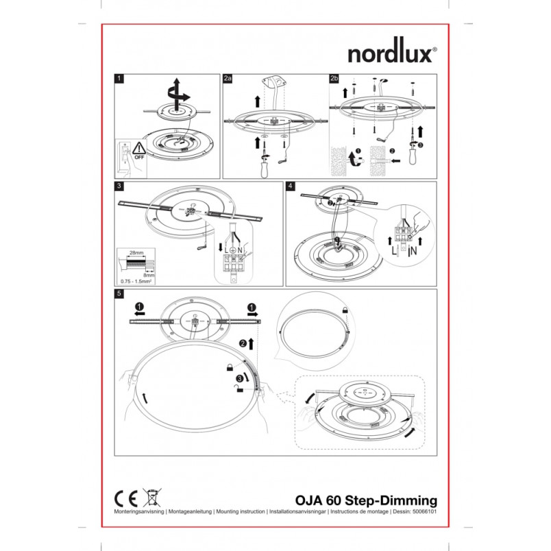 Plafon LED Oja 60cm biały Nordlux - Nowoczesne oświetlenie