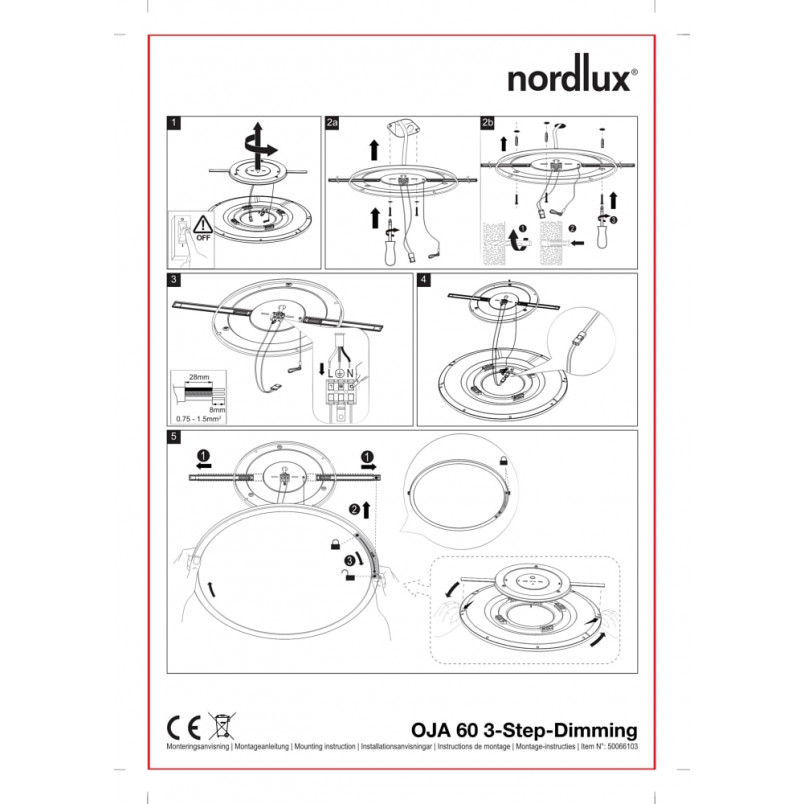 Plafon LED Nordlux Oja 60cm Czarny - Nowoczesne Oświetlenie