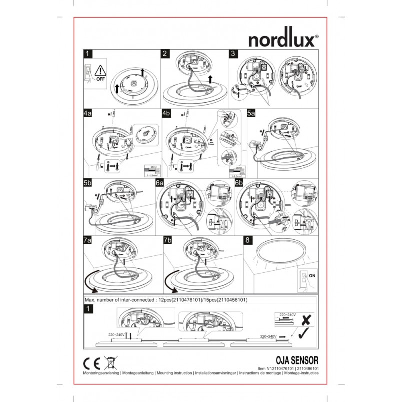 Plafon łazienkowy LED Nordlux Oja - Biały, IP54
