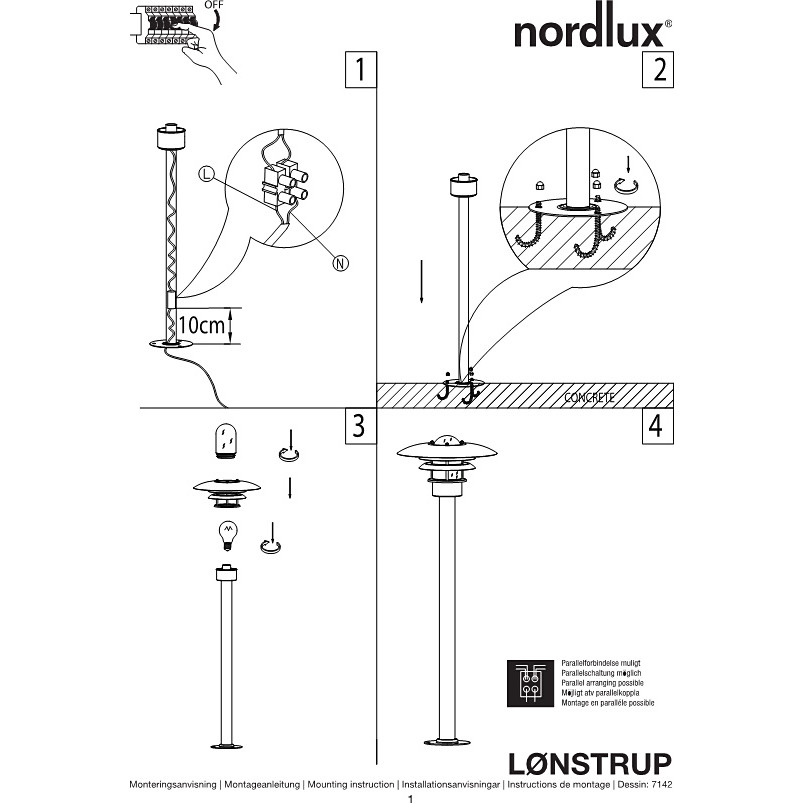 Lampa Ogrodowa Lonstrup Nordlux - Srebrna, E27 | Sklep z Oświetleniem