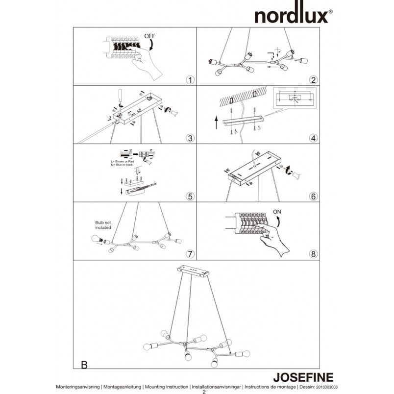 Lampa wisząca loft Josefine | 7 żarówek, czarna - Nordlux