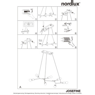 Lampa wisząca loft Josefine | 7 żarówek, czarna - Nordlux