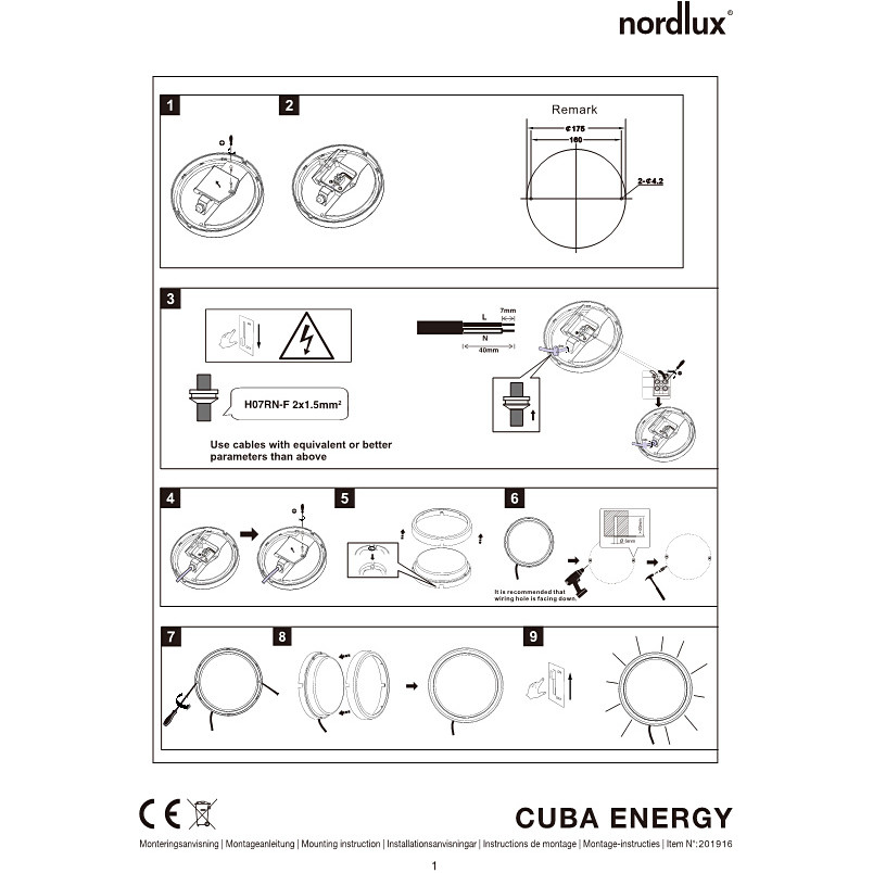 Kinkiet zewnętrzny Nordlux Cuba Energy Round LED czarny | Sklep