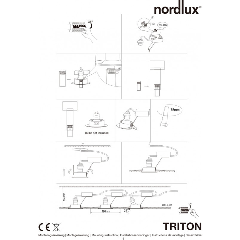 Lampa spot Triton 3szt. biała Nordlux - Oświetlenie LED