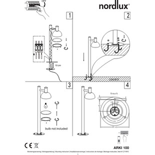 Słupek Ogrodowy Arki 100cm Czarny Nordlux - Oświetlenie Ogrodu