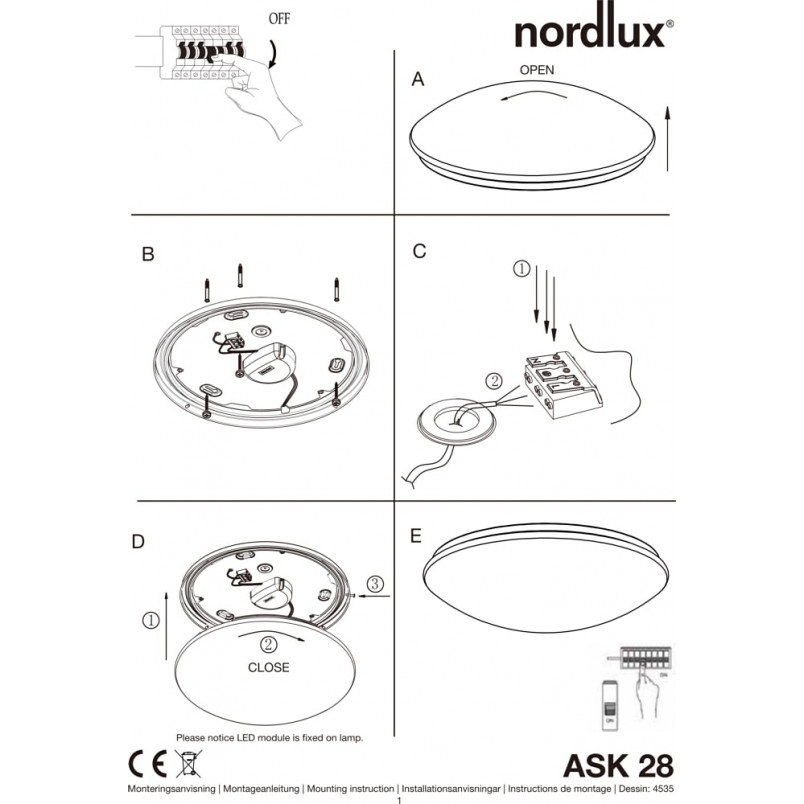 Plafon łazienkowy Nordlux Ask 28cm - Biały | Kup Teraz