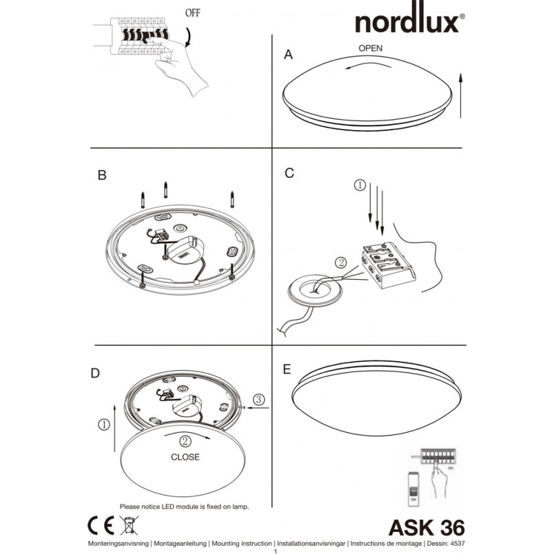 Plafon łazienkowy LED biały Nordlux Ask 36cm - Sklep z oświetleniem