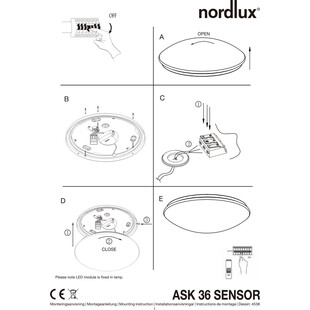 Plafon łazienkowy LED Nordlux Ask 36cm - Czujnik Ruchu