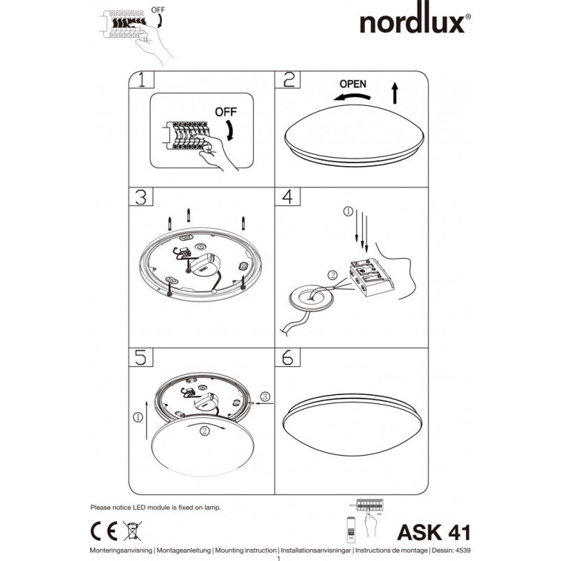 Plafon łazienkowy LED biały Nordlux Ask 41cm - Sklep z oświetleniem