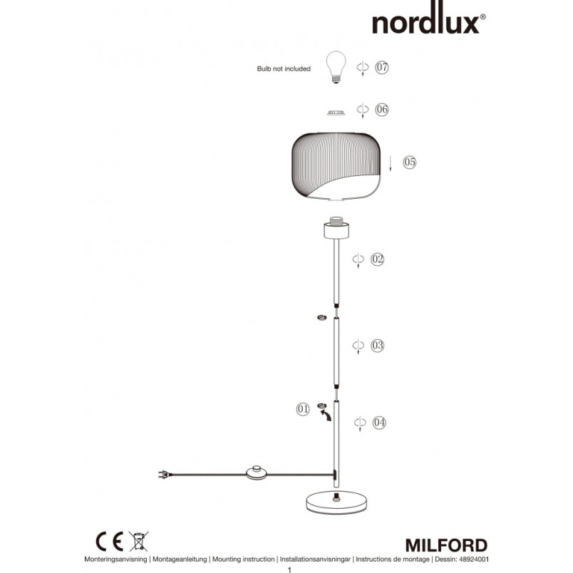 Lampa podłogowa Milford biała - Nordlux | Elegancki design