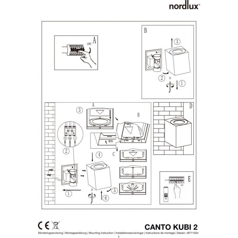 Kinkiet zewnętrzny Nordlux Canto Kubi 2 | Stal nierdzewna