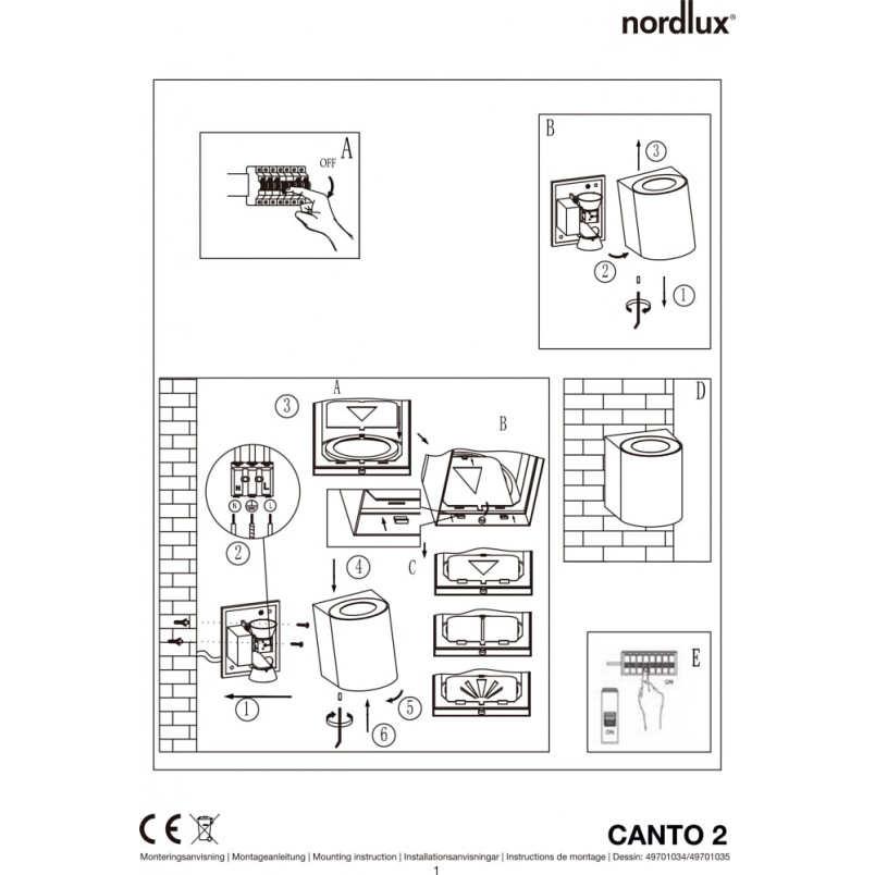 Kinkiet zewnętrzny Nordlux Canto 2 - Mosiądz, LED | Sklep