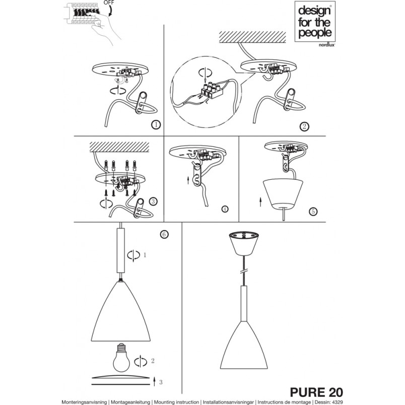 Lampa Wisząca Skandynawska Pure Biała 20cm | Design For The People