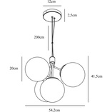 Lampa wisząca Ivona IV - szklane kule, biało-mosiężna | Nordlux