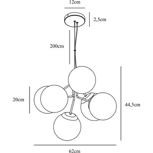 Lampa wisząca Ivona VI - białe szkło, mosiężne akcenty | Nordlux