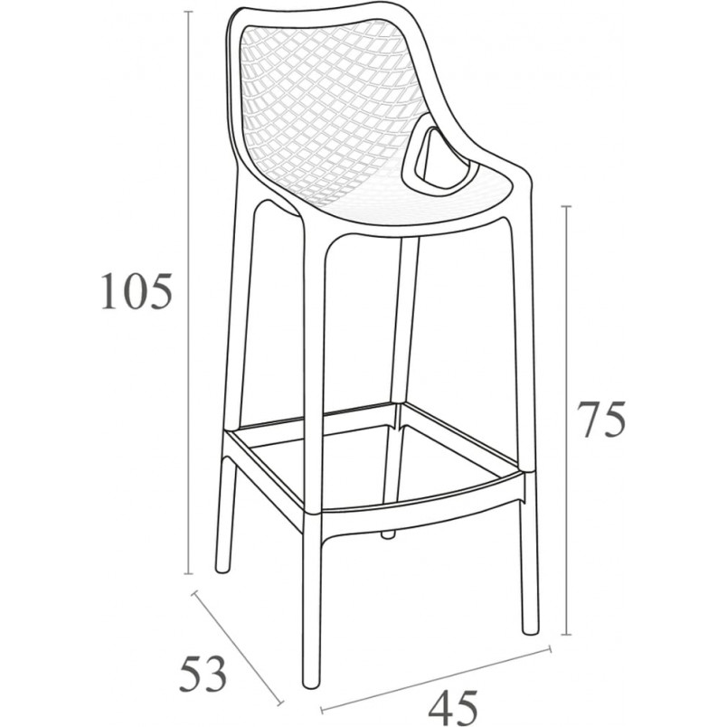 Krzesło barowe Air Bar Siesta | Szare, ażurowe, 75cm