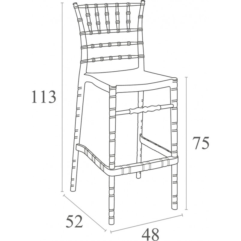 Krzesło barowe glamour Chiavari Siesta - Białe, 75cm