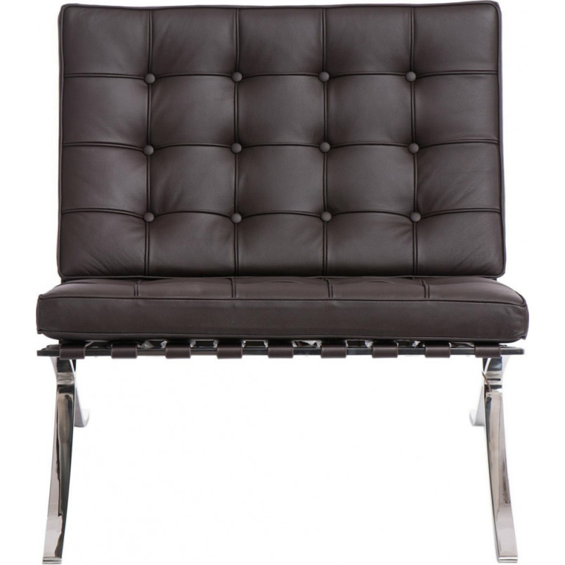 Fotel skórzany pikowany BA1 | Brązowy | D2.Design
