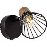 Kinkiet Loft Manama - czarny metal, drewno | Brilliant