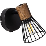 Kinkiet Loft Manama - czarny metal, drewno | Brilliant