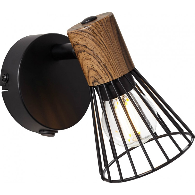 Kinkiet Loft Manama - czarny metal, drewno | Brilliant