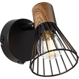 Kinkiet Loft Manama - czarny metal, drewno | Brilliant