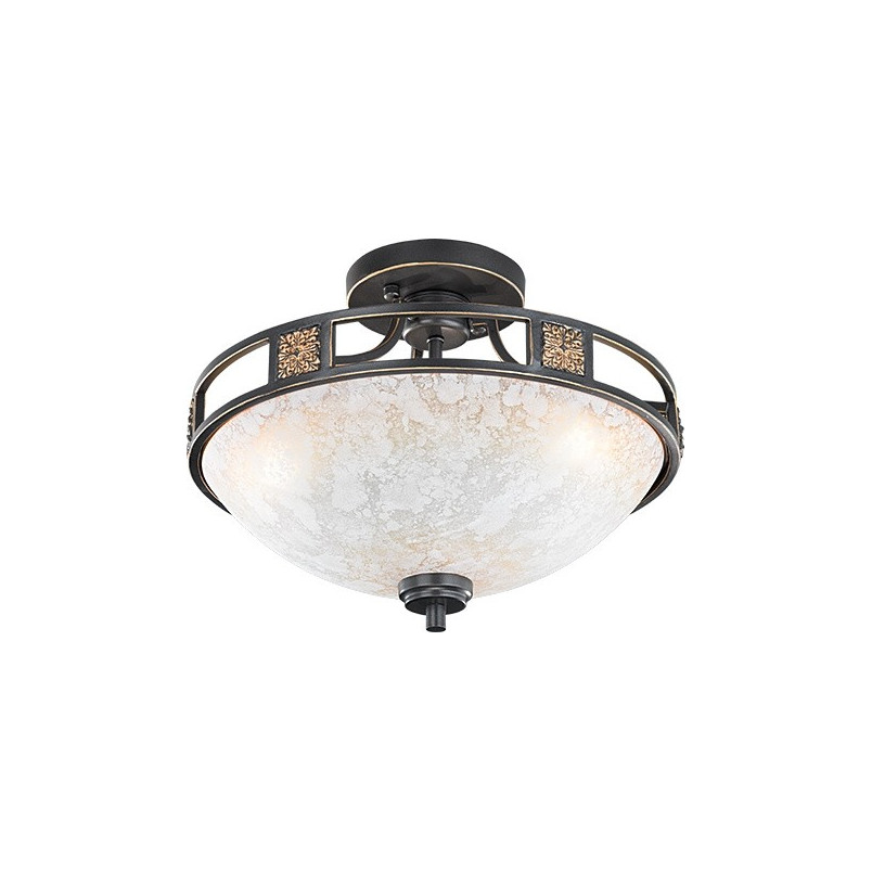 Plafon antyczny Quinta Trio - 42cm, szkło, miedź | Sklep z lampami