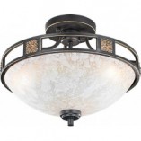 Plafon antyczny Quinta Trio - 42cm, szkło, miedź | Sklep z lampami