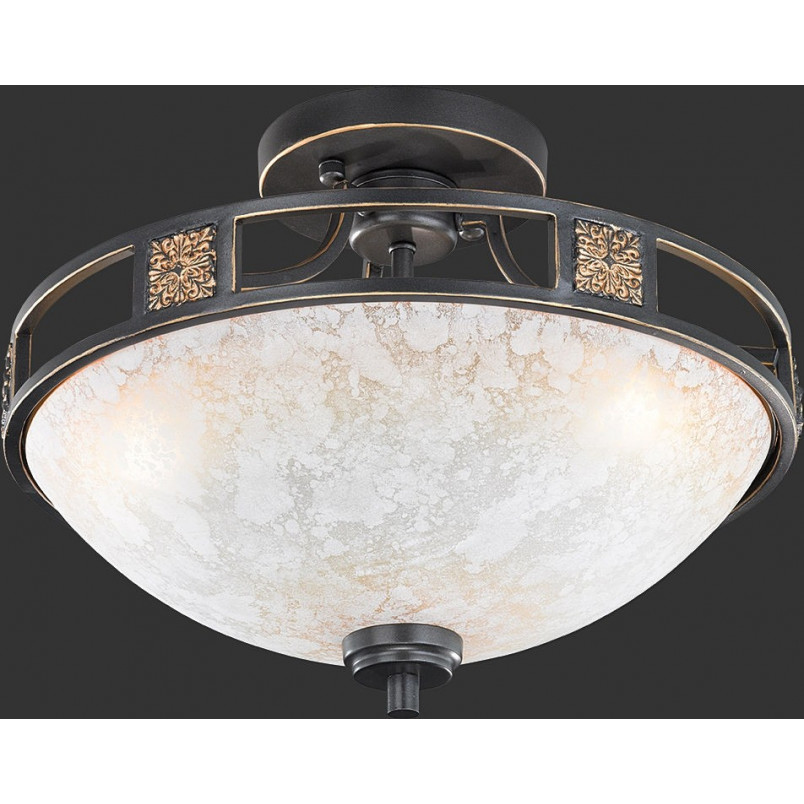 Plafon antyczny Quinta Trio - 42cm, szkło, miedź | Sklep z lampami